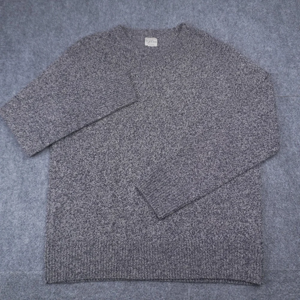 J.Crew Rugged Merino Sweater Mens XL Navy Marled Wool Blend Crewneck
